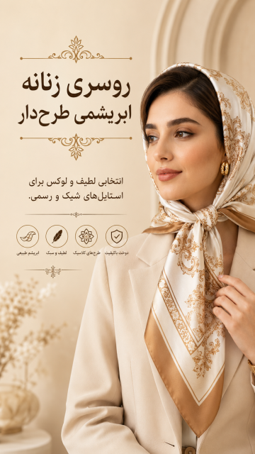 روسری زنانه ابریشمی طرح دار