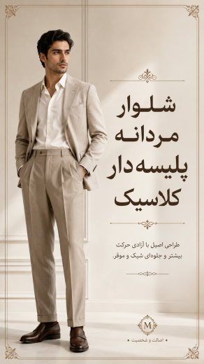 شلوار مردانه پلیسه دار کلاسیک