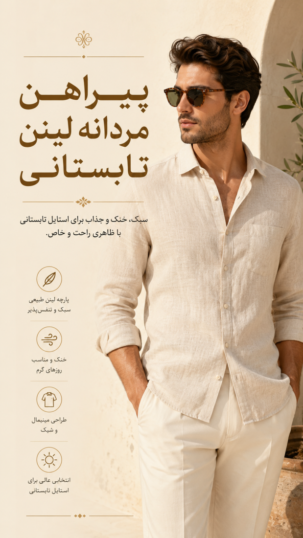 پیراهن مردانه لینن تابستانی